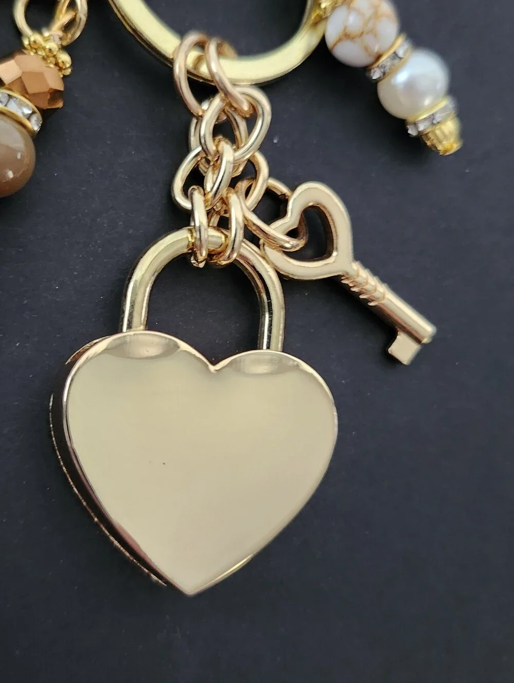Heart Lock Purse Charm or Keychain Agate Jasper Tigers Eye Handcrafted